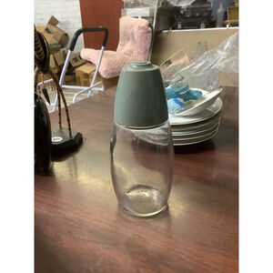 Vintage Toothpick Holder Gemco Glass With Bluegreen Plastic Lid Dispenser